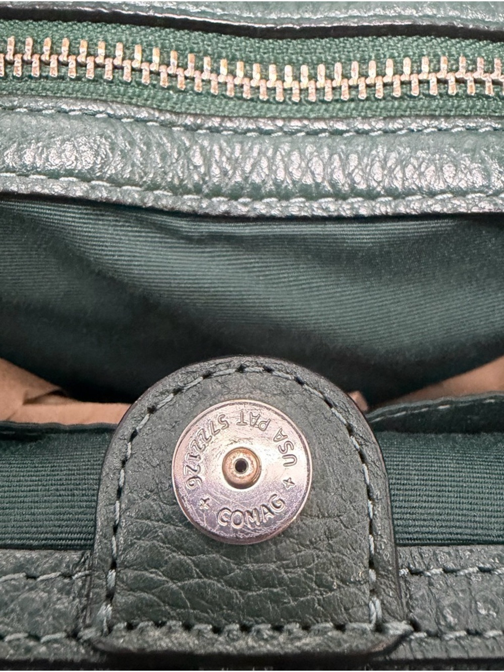 COACH C1454 Maya Pebble Leather Shoulder Bag Tote Ivy Green with Silver Hardware - Picture 7 of 15